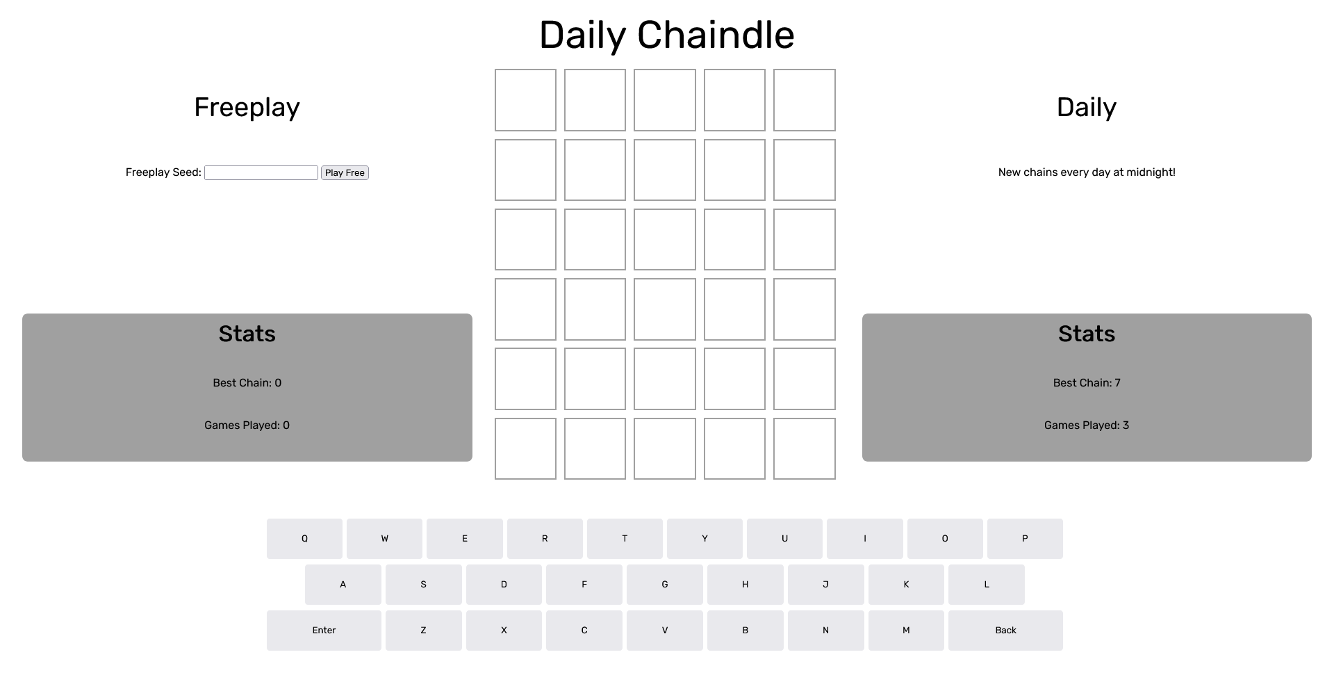 Screenshot of Chaindle gameplay